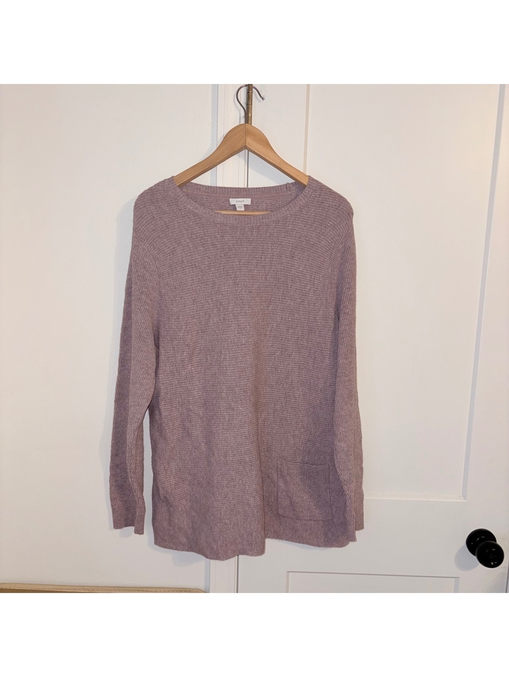 Pure Jill $99 Woman’s L Ribbed One Pocket sweater pink knit long sleeve top